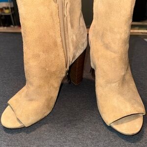 Sam Edelman Tan Peep-Toe Ankle Boots